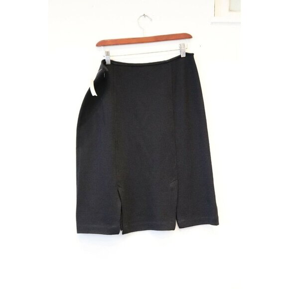 St. John Collection Women's Size US8 Medium Black Pencil Skirt Front Slit Mini - Picture 7 of 7
